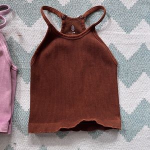 Free People Happiness Runs Long Crop in Toasted Coconut